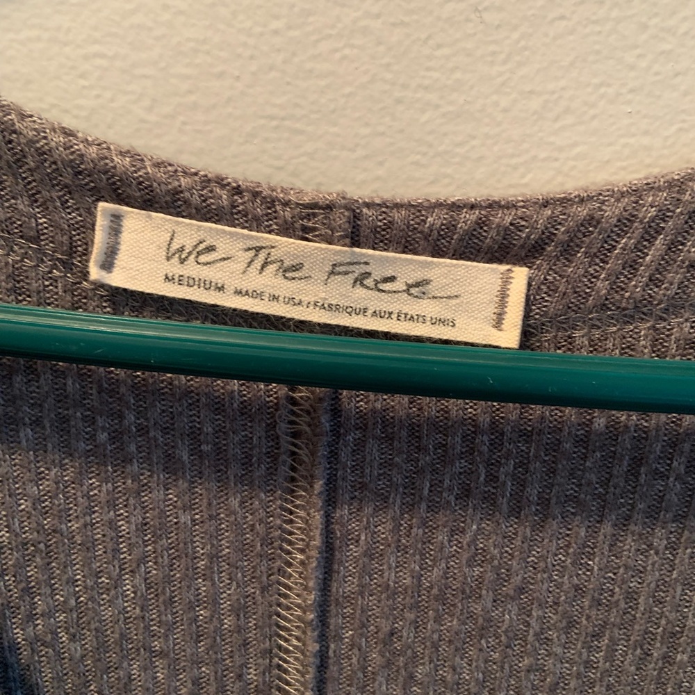 We the free Gray Ribbed Cardigan with Button Detail - Picture 4 of 4